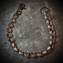 Load image into Gallery viewer, Chainmail Chain - Penny Dreadful, Black steel rings, copper American pennies.