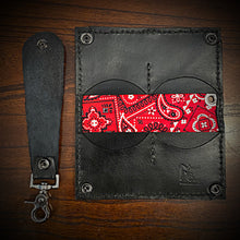 Load image into Gallery viewer, Long Biker Leather Wallet with Chain- Old Glory, Black