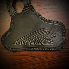 Load image into Gallery viewer, Heat Shield for Indian Scout Motorcycle with Pouch - Skull War Bonnet Skull, Black