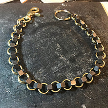 Load image into Gallery viewer, Chainmail Chain - Nuts of Steel - Black Nuts, Brass Rings