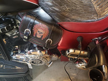 Load image into Gallery viewer, Heat Shield - Native Skull, With Pouch, Fits Indian Chief, Chieftain, Springfield, Vintage and Roadmaster - Black