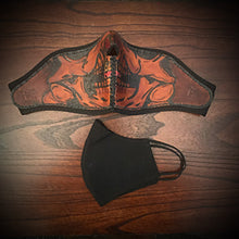 Load image into Gallery viewer, Leather Face Mask with Skull Art, Regular Face Mask Included