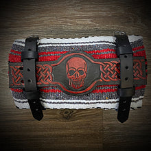 Load image into Gallery viewer, Bedroll for Motorcycles - Skull and Celtic Weave Art, Red and Black