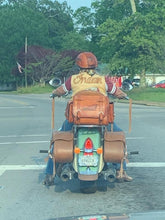 Load image into Gallery viewer, Motorcycle Trunk Bag, Custom Art Fits All Brands of Motorcycles w/ Rear Luggage Rack, Indian Tan