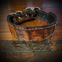 Load image into Gallery viewer, Dog Collar with Genuine Brown Alligator leather