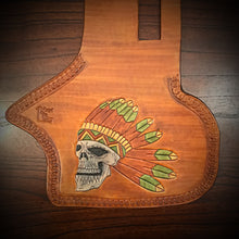 Load image into Gallery viewer, Heat Shield, Flying Indian Skull, Indian Tan - Fits Indian Chief, Chieftain, Springfield, Vintage and Roadmaster, Green Accents