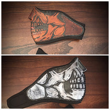 Load image into Gallery viewer, Leather Face Mask with Skull Art, Regular Face Mask Included