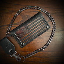 Load image into Gallery viewer, Long Biker Leather Wallet with Chain- Old Glory, Black