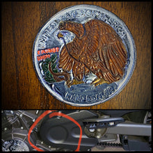 Load image into Gallery viewer, Leather Swin Arm Emblem for the Indian Scout - Half Dollar