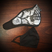 Load image into Gallery viewer, Leather Face Mask with Skull Art, Regular Face Mask Included