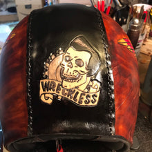 Load image into Gallery viewer, Open Face Helmet, send me your favorite helmet, I’ll cover it in leather
