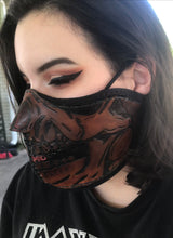 Load image into Gallery viewer, Leather Face Mask with Skull Art, Regular Face Mask Included
