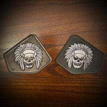 Load image into Gallery viewer, Leather Frame Emblem for the Indian Scout - Native Skull