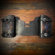 Load image into Gallery viewer, Heat shield for Harley Davidson, Two Pouches Skull Cross Pistols