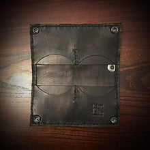 Load image into Gallery viewer, Long Biker Exotic Leather Wallet with Chain - Stingray, Black with White Mark
