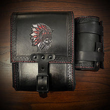 Load image into Gallery viewer, Rear Crash Bar Bag w/ Fuel Bottle/Cup Holder - Custom Art, Black