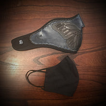 Load image into Gallery viewer, Leather Face Mask with Butterfly Art, Regular Face Mask Included