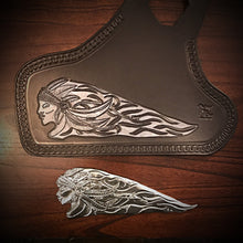 Load image into Gallery viewer, Heat Shield To Match The Artabyss Design Studio Tank Emblem w/ Prairie Fire Princess Art w/ Customization Options.
