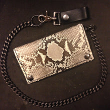Load image into Gallery viewer, Long Biker Exotic Leather Wallet with Chain - Genuine Python