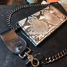 Load image into Gallery viewer, Long Biker Exotic Leather Wallet with Chain - Genuine Python