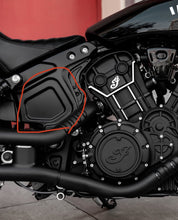 Load image into Gallery viewer, Leather Frame Emblem for the Indian Scout - Native Skull Tomahawk