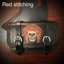 Load image into Gallery viewer, Heat Shield - Native Skull, With Pouch, Fits Indian Chief, Chieftain, Springfield, Vintage and Roadmaster - Black