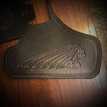 Load image into Gallery viewer, Heat Shield for Indian Scout motorcycle with 1920/Tractor Seat - Custom Art - Black