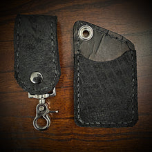 Load image into Gallery viewer, Two Pocket Wallet, Genuine Hippopotamus, Black (ships now) Clearance Sale