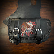 Load image into Gallery viewer, Heat Shield - Colorful Native Art, With Pouch, Fits Indian Chief, Chieftain, Springfield, Vintage and Roadmaster - Black