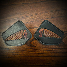 Load image into Gallery viewer, Leather Frame Emblem for the Indian Scout - Female Warbonnet