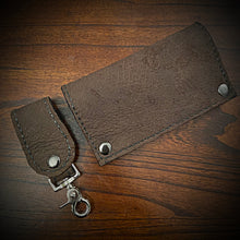 Load image into Gallery viewer, Long Biker Exotic Leather Wallet with Chain - Genuine Hippopotamus - Brown