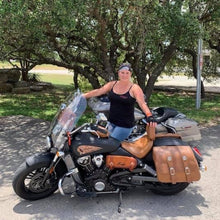 Load image into Gallery viewer, Heat Shield, with Tan Pouch, for Indian Scout motorcycle - Custom art