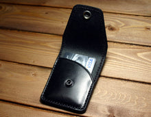 Load image into Gallery viewer, Front Pocket Minimalist Wallet, Black W/ Snap