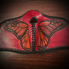 Load image into Gallery viewer, Leather Face Mask with Butterfly Art, Regular Face Mask Included